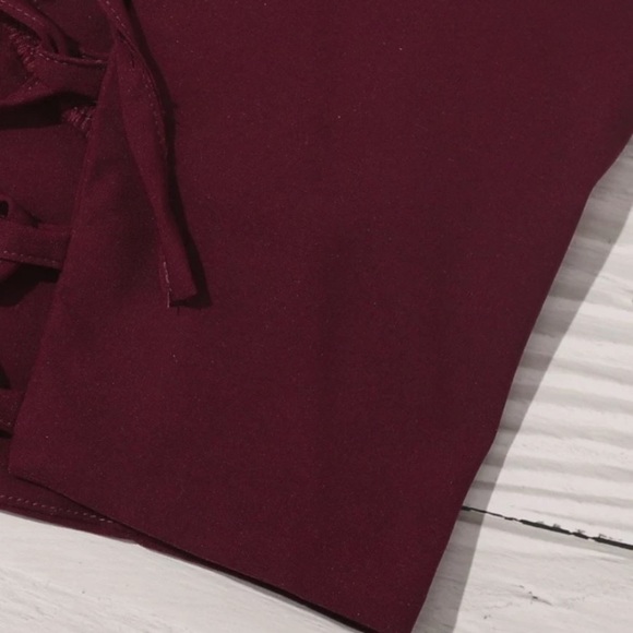 Lace-Up Back Ruched Bust Crop Cami🔴 - Picture 4 of 6